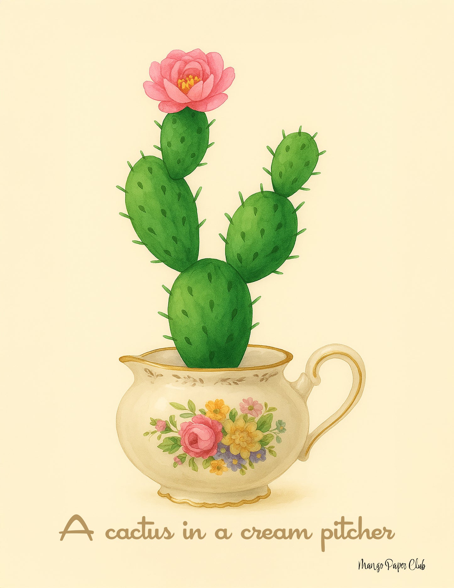 A cactus in a cream pitcher