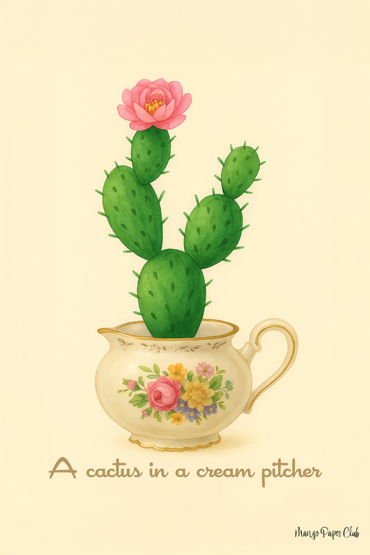 A cactus in a cream pitcher