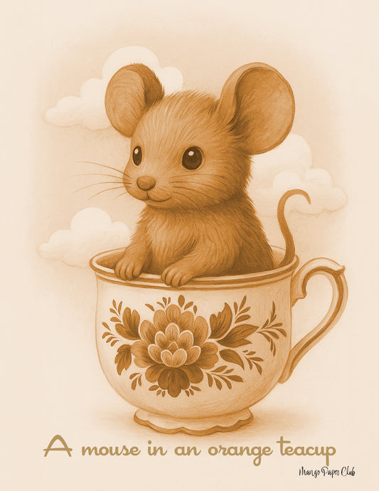 A Mouse in an Orange Teacup