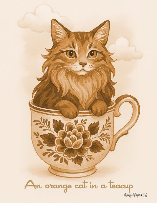 An Orange Cat in a Teacup
